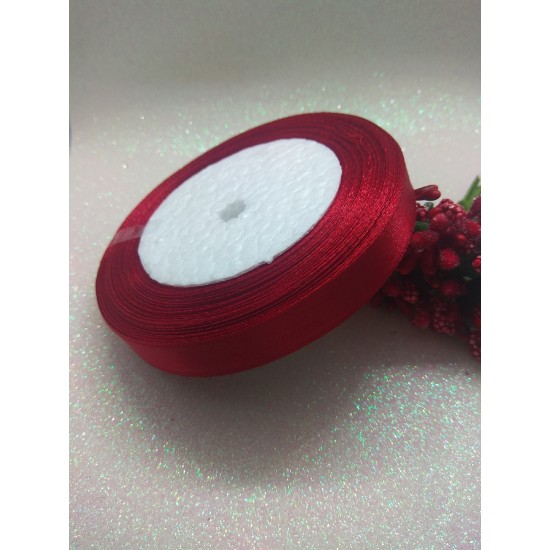 Лента атласная однотонная 1.2 см*25 ярдов цв. бордовый, цена за катушку